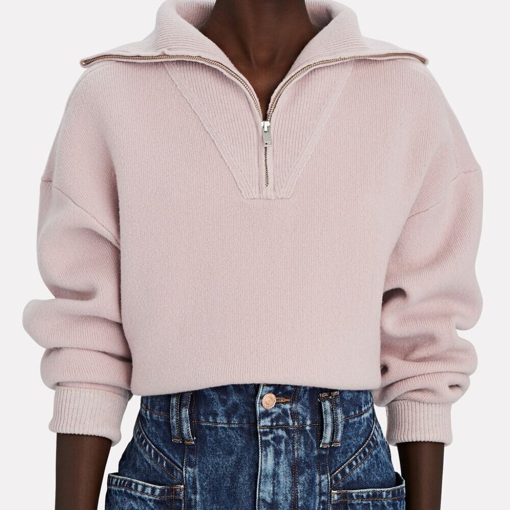 Isabel Marant Half Zip Fancy Pink Wool Sweater US 4 FR 36